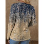 Women's T shirt Long Sleeve Graphic Gradient Casual Long Sleeve V Neck Regular Tops Daily Cut Out Print Khaki Spring Fall Prefall 2025 Women's T shirt Long Sleeve Graphic Gradient Casual Long Sleeve V Neck Regular Tops Daily Cut Out Print Khaki Spring Fall Prefall 2025