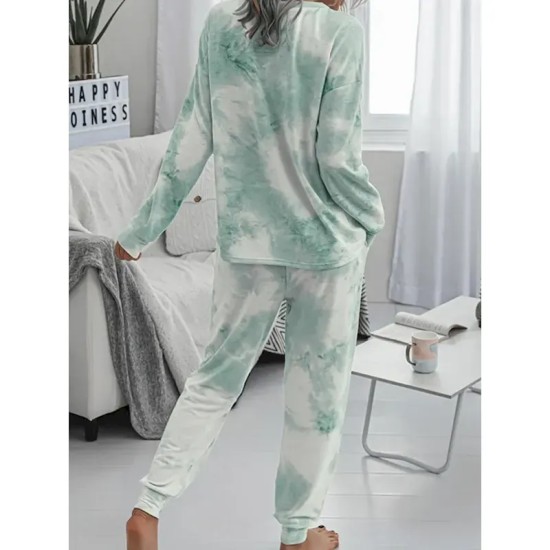 Women's Pajama Set Casual Comfort Tie Dye Elastic Waist T Shirt Pant Home Daily Long Sleeve Crew Neck Pink Blue Green Rainbow Gray Summer Spring Fall Women's Pajama Set Casual Comfort Tie Dye Elastic Waist T Shirt Pant Home Daily Long Sleeve Crew Neck Pink Blue Green Rainbow Gray Summer Spring Fall