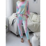 Women's Pajama Set Casual Comfort Tie Dye Elastic Waist T Shirt Pant Home Daily Long Sleeve Crew Neck Pink Blue Green Rainbow Gray Summer Spring Fall Women's Pajama Set Casual Comfort Tie Dye Elastic Waist T Shirt Pant Home Daily Long Sleeve Crew Neck Pink Blue Green Rainbow Gray Summer Spring Fall