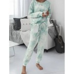 Women's Pajama Set Casual Comfort Tie Dye Elastic Waist T Shirt Pant Home Daily Long Sleeve Crew Neck Pink Blue Green Rainbow Gray Summer Spring Fall Women's Pajama Set Casual Comfort Tie Dye Elastic Waist T Shirt Pant Home Daily Long Sleeve Crew Neck Pink Blue Green Rainbow Gray Summer Spring Fall