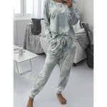 Women's Pajama Set Casual Comfort Tie Dye Elastic Waist T Shirt Pant Home Daily Long Sleeve Crew Neck Pink Blue Green Rainbow Gray Summer Spring Fall Women's Pajama Set Casual Comfort Tie Dye Elastic Waist T Shirt Pant Home Daily Long Sleeve Crew Neck Pink Blue Green Rainbow Gray Summer Spring Fall