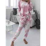 Women's Pajama Set Casual Comfort Tie Dye Elastic Waist T Shirt Pant Home Daily Long Sleeve Crew Neck Pink Blue Green Rainbow Gray Summer Spring Fall Women's Pajama Set Casual Comfort Tie Dye Elastic Waist T Shirt Pant Home Daily Long Sleeve Crew Neck Pink Blue Green Rainbow Gray Summer Spring Fall