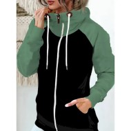 Women's Pullover Hoodie Sweatshirt Color Block Casual Long Sleeve Hooded Regular Tops Street Dailywear Zipper Pocket White Red Khaki Army Green Fall W Women's Pullover Hoodie Sweatshirt Color Block Casual Long Sleeve Hooded Regular Tops Street Dailywear Zipper Pocket White Red Khaki Army Green Fall W