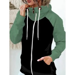 Women's Pullover Hoodie Sweatshirt Color Block Casual Long Sleeve Hooded Regular Tops Street Dailywear Zipper Pocket White Red Khaki Army Green Fall W Women's Pullover Hoodie Sweatshirt Color Block Casual Long Sleeve Hooded Regular Tops Street Dailywear Zipper Pocket White Red Khaki Army Green Fall W