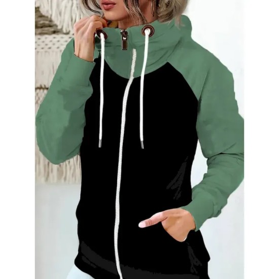 Women's Pullover Hoodie Sweatshirt Color Block Casual Long Sleeve Hooded Regular Tops Street Dailywear Zipper Pocket White Red Khaki Army Green Fall W Women's Pullover Hoodie Sweatshirt Color Block Casual Long Sleeve Hooded Regular Tops Street Dailywear Zipper Pocket White Red Khaki Army Green Fall W
