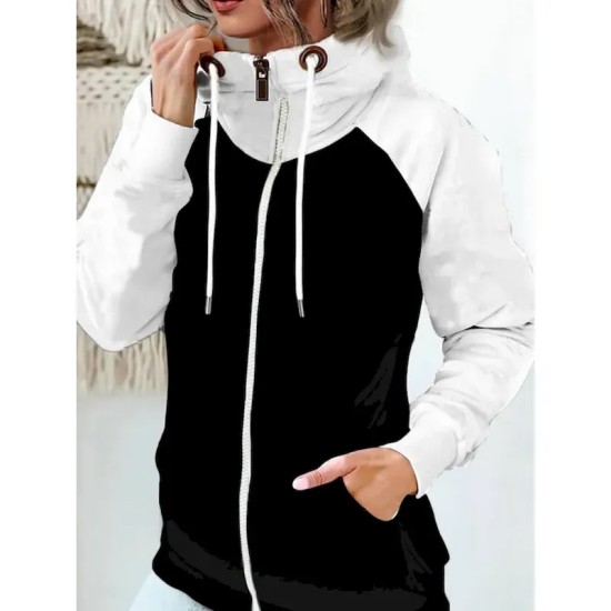Women's Pullover Hoodie Sweatshirt Color Block Casual Long Sleeve Hooded Regular Tops Street Dailywear Zipper Pocket White Red Khaki Army Green Fall W Women's Pullover Hoodie Sweatshirt Color Block Casual Long Sleeve Hooded Regular Tops Street Dailywear Zipper Pocket White Red Khaki Army Green Fall W