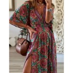 Women's Maxi Dress Casual Dress Swing Dress A Line Dress Boho Dress Casual Daily Regular Fit Floral Half Sleeve V Neck Fuchsia Summer Spring Fall 2025 Women's Maxi Dress Casual Dress Swing Dress A Line Dress Boho Dress Casual Daily Regular Fit Floral Half Sleeve V Neck Fuchsia Summer Spring Fall 2025