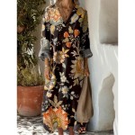 Women's Midi Dress Sundress A Line Dress Vacation Casual Boho Party Holiday Beach Loose Fit Floral Graphic Geometric Long Sleeve V Neck Black Blue Ora Women's Midi Dress Sundress A Line Dress Vacation Casual Boho Party Holiday Beach Loose Fit Floral Graphic Geometric Long Sleeve V Neck Black Blue Ora