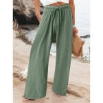 Women's Wide Leg Chinos Fashion Streetwear Full Length High Waist Plain Pocket Elastic Waistband Comfy Soft Comfortable Micro-elastic Outdoor Street B Women's Wide Leg Chinos Fashion Streetwear Full Length High Waist Plain Pocket Elastic Waistband Comfy Soft Comfortable Micro-elastic Outdoor Street B
