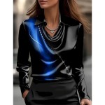 Women's Shirt Ombre Graphic Geometric Elegant Stylish Casual Long Sleeve Cowl Neck Regular Tops Work Party Evening Wear Daily Ruched Draped Red Blue P Women's Shirt Ombre Graphic Geometric Elegant Stylish Casual Long Sleeve Cowl Neck Regular Tops Work Party Evening Wear Daily Ruched Draped Red Blue P