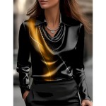 Women's Shirt Ombre Graphic Geometric Elegant Stylish Casual Long Sleeve Cowl Neck Regular Tops Work Party Evening Wear Daily Ruched Draped Red Blue P Women's Shirt Ombre Graphic Geometric Elegant Stylish Casual Long Sleeve Cowl Neck Regular Tops Work Party Evening Wear Daily Ruched Draped Red Blue P