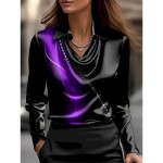 Women's Shirt Ombre Graphic Geometric Elegant Stylish Casual Long Sleeve Cowl Neck Regular Tops Work Party Evening Wear Daily Ruched Draped Red Blue P Women's Shirt Ombre Graphic Geometric Elegant Stylish Casual Long Sleeve Cowl Neck Regular Tops Work Party Evening Wear Daily Ruched Draped Red Blue P