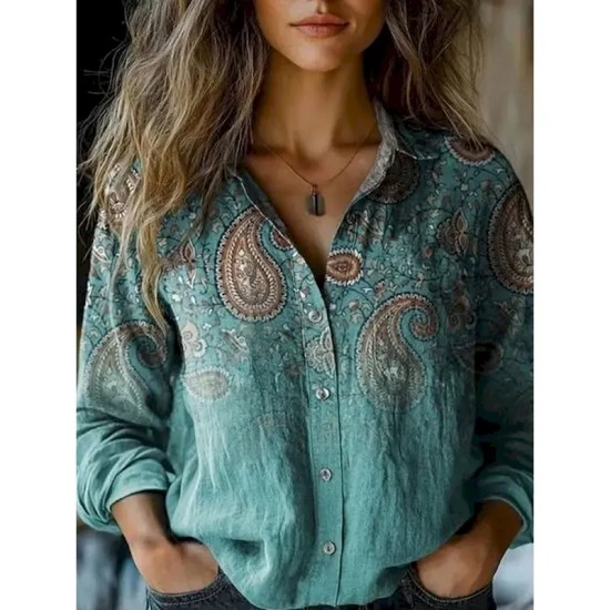 Women's Shirt Button Down Tunic Shirt Collar Long Sleeve Graphic Casual Regular Tops Work Daily s Print Red Blue Green Khaki Spring Fall Winter 2025 Women's Shirt Button Down Tunic Shirt Collar Long Sleeve Graphic Casual Regular Tops Work Daily s Print Red Blue Green Khaki Spring Fall Winter 2025