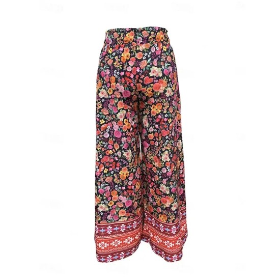 Women's Wide Leg Chinos Fashion Streetwear Full Length High Waist Floral Pocket Elastic Waistband Print Comfy Soft Comfortable Micro-elastic Outdoor S Women's Wide Leg Chinos Fashion Streetwear Full Length High Waist Floral Pocket Elastic Waistband Print Comfy Soft Comfortable Micro-elastic Outdoor S