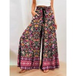 Women's Wide Leg Chinos Fashion Streetwear Full Length High Waist Floral Pocket Elastic Waistband Print Comfy Soft Comfortable Micro-elastic Outdoor S Women's Wide Leg Chinos Fashion Streetwear Full Length High Waist Floral Pocket Elastic Waistband Print Comfy Soft Comfortable Micro-elastic Outdoor S