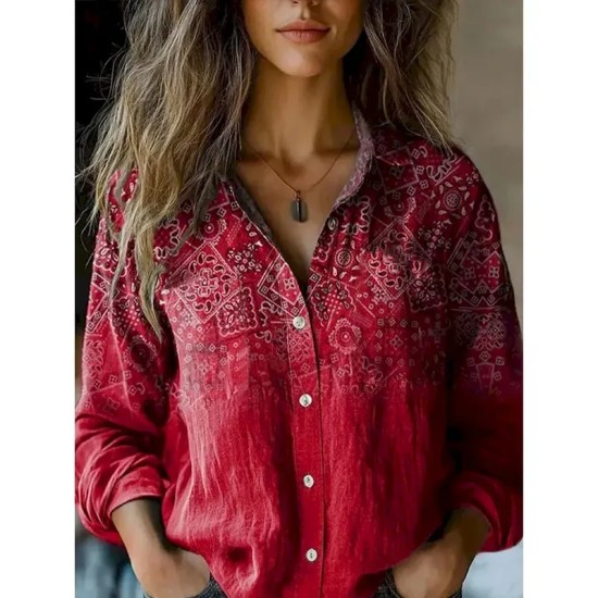 Women's Shirt Button Down Tunic Shirt Collar Long Sleeve Graphic Casual Regular Tops Work Daily s Print Red Blue Green Khaki Spring Fall Winter 2025 Women's Shirt Button Down Tunic Shirt Collar Long Sleeve Graphic Casual Regular Tops Work Daily s Print Red Blue Green Khaki Spring Fall Winter 2025
