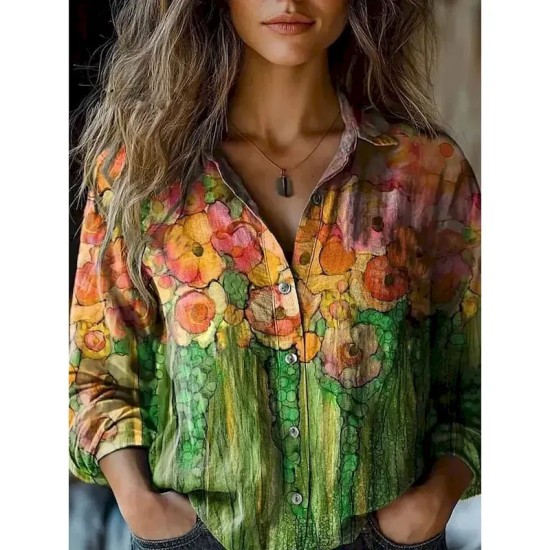 Women's Shirt Button Down Tunic Shirt Collar Long Sleeve Graphic Casual Regular Tops Work Daily s Print Red Blue Green Khaki Spring Fall Winter 2025 Women's Shirt Button Down Tunic Shirt Collar Long Sleeve Graphic Casual Regular Tops Work Daily s Print Red Blue Green Khaki Spring Fall Winter 2025