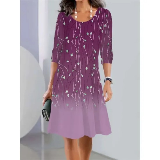 Women's Casual Dress Floral Print Crew Neck Mini Dress Stylish Casual Daily Date Long Sleeve Summer 2025 Women's Casual Dress Floral Print Crew Neck Mini Dress Stylish Casual Daily Date Long Sleeve Summer 2025