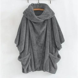 Women's Winter Coat Athleisure Holiday Daily Wear Fall Winter Regular Coat Loose Fit Stylish Casual Jacket Long Sleeve Solid Color Irregular Hem Black Women's Winter Coat Athleisure Holiday Daily Wear Fall Winter Regular Coat Loose Fit Stylish Casual Jacket Long Sleeve Solid Color Irregular Hem Black