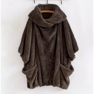 Women's Winter Coat Athleisure Holiday Daily Wear Fall Winter Regular Coat Loose Fit Stylish Casual Jacket Long Sleeve Solid Color Irregular Hem Black