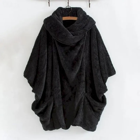 Women's Winter Coat Athleisure Holiday Daily Wear Fall Winter Regular Coat Loose Fit Stylish Casual Jacket Long Sleeve Solid Color Irregular Hem Black Women's Winter Coat Athleisure Holiday Daily Wear Fall Winter Regular Coat Loose Fit Stylish Casual Jacket Long Sleeve Solid Color Irregular Hem Black