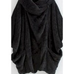 Women's Winter Coat Athleisure Holiday Daily Wear Fall Winter Regular Coat Loose Fit Stylish Casual Jacket Long Sleeve Solid Color Irregular Hem Black Women's Winter Coat Athleisure Holiday Daily Wear Fall Winter Regular Coat Loose Fit Stylish Casual Jacket Long Sleeve Solid Color Irregular Hem Black