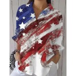 Women's Patriotic Shirt Graphic Flag Vintage Stylish Casual Regular Tops Daily White Red Spring 2025 Women's Patriotic Shirt Graphic Flag Vintage Stylish Casual Regular Tops Daily White Red Spring 2025